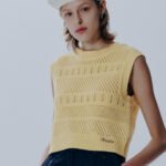 W CROCHET KNIT VEST light yellow