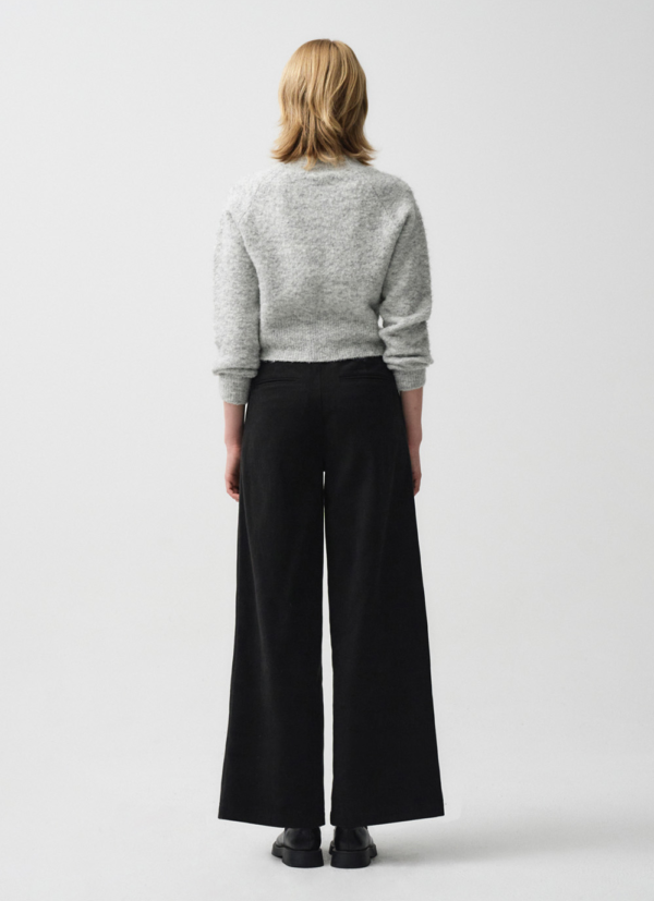 W V-NECK CROP SWEATER light heather gray - 图片 6