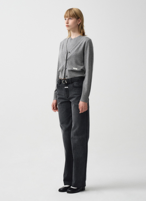 W HALF SLEEVE KNIT CARDIGAN SET-UP gray - 图片 3